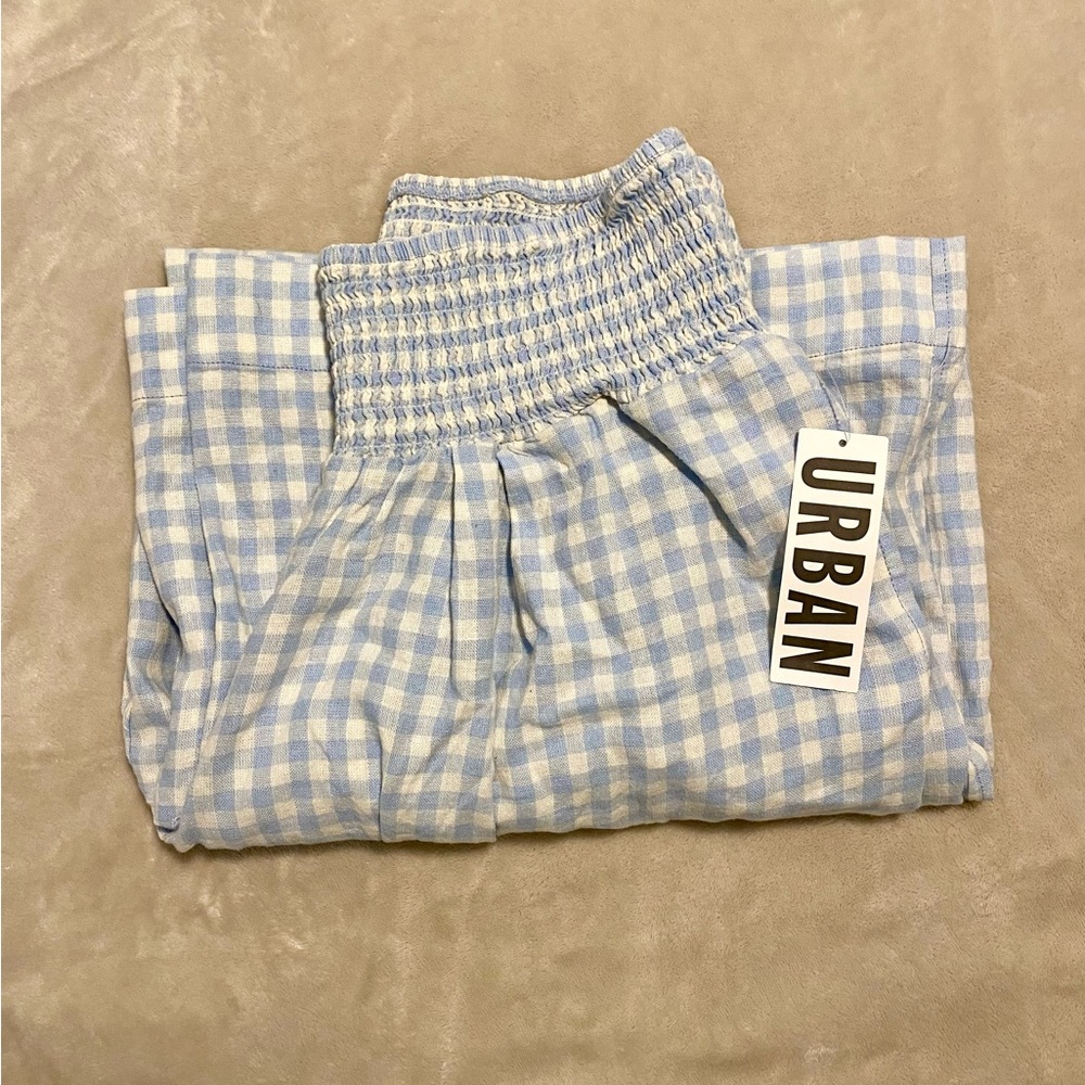 Urban Outfitters Blue Gingham Linen Pants